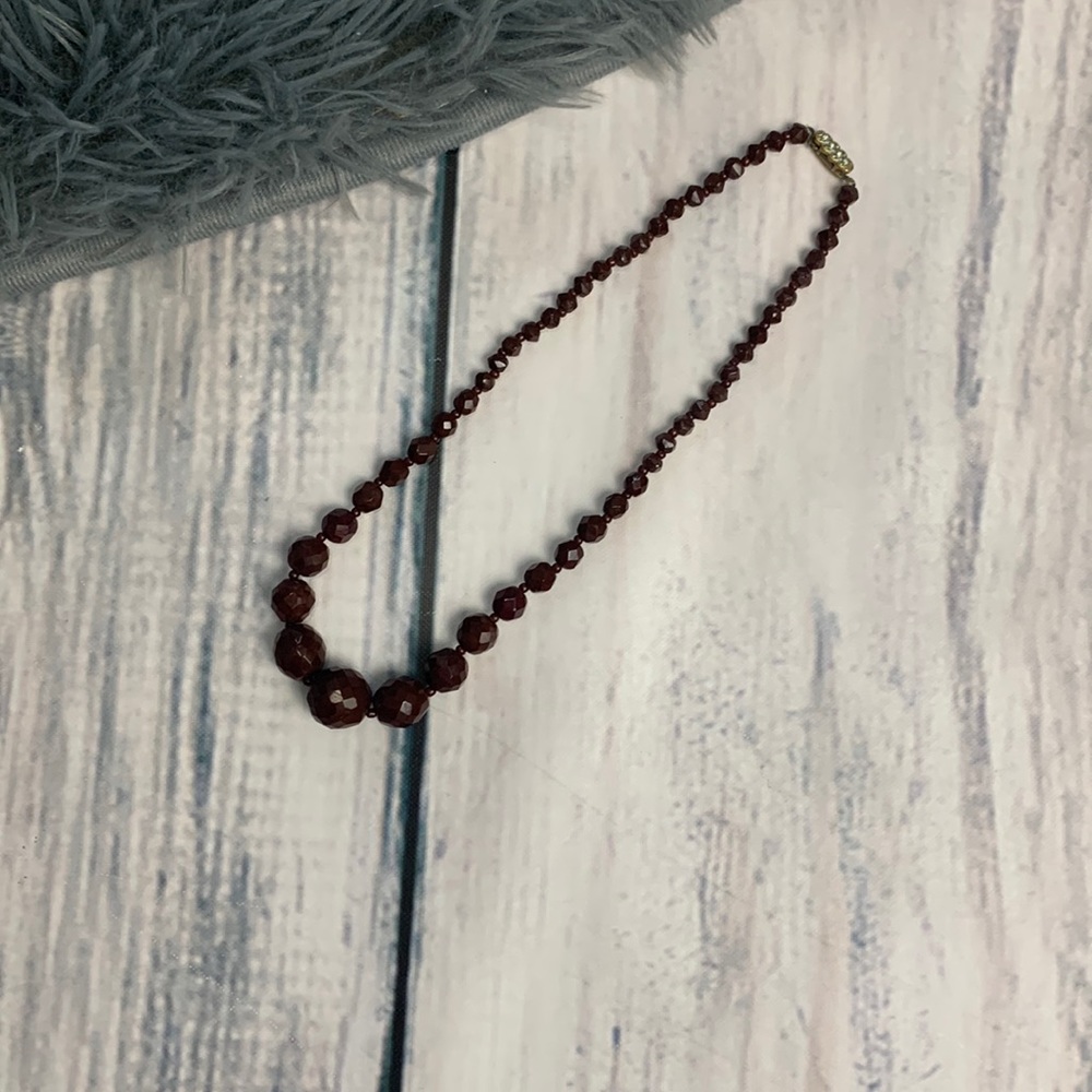 Vintage Brown Faceted Bead Necklace